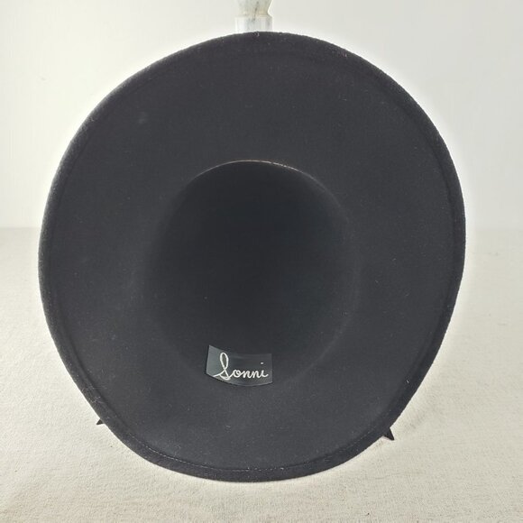 Sonni Womens Vintage Hat 1970's Style Bohemian Boho Round Crown Black Wool Felt - Picture 4 of 6